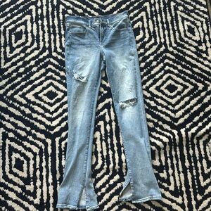 Express distressed skyscraper boot cut jeans